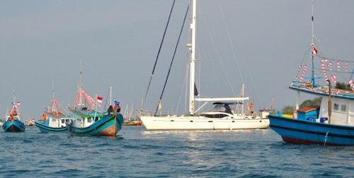 Curious & fishing boats - Oyster World Rally © Oyster 56, Dreams Come True